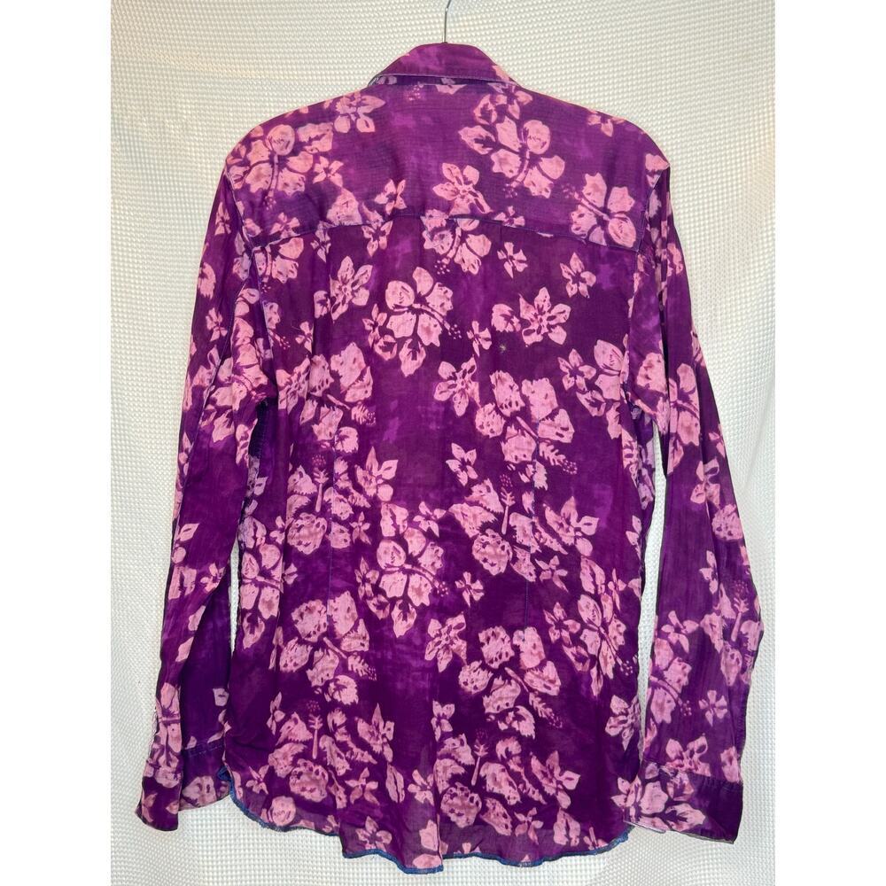 Arnold Zimberg Mens Purple Lightweight Button Down Shirt Bold Colorful SIZE S/M - Picture 2 of 8